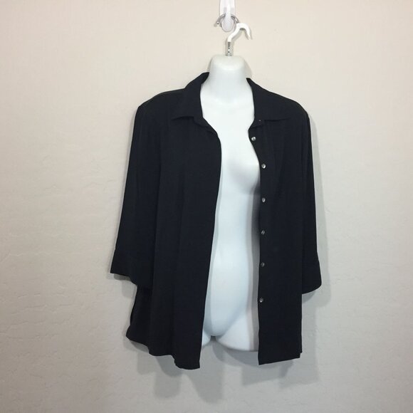 Valerie Stevens Womens Black Stretch Blouse Work Size Medium - Picture 2 of 4